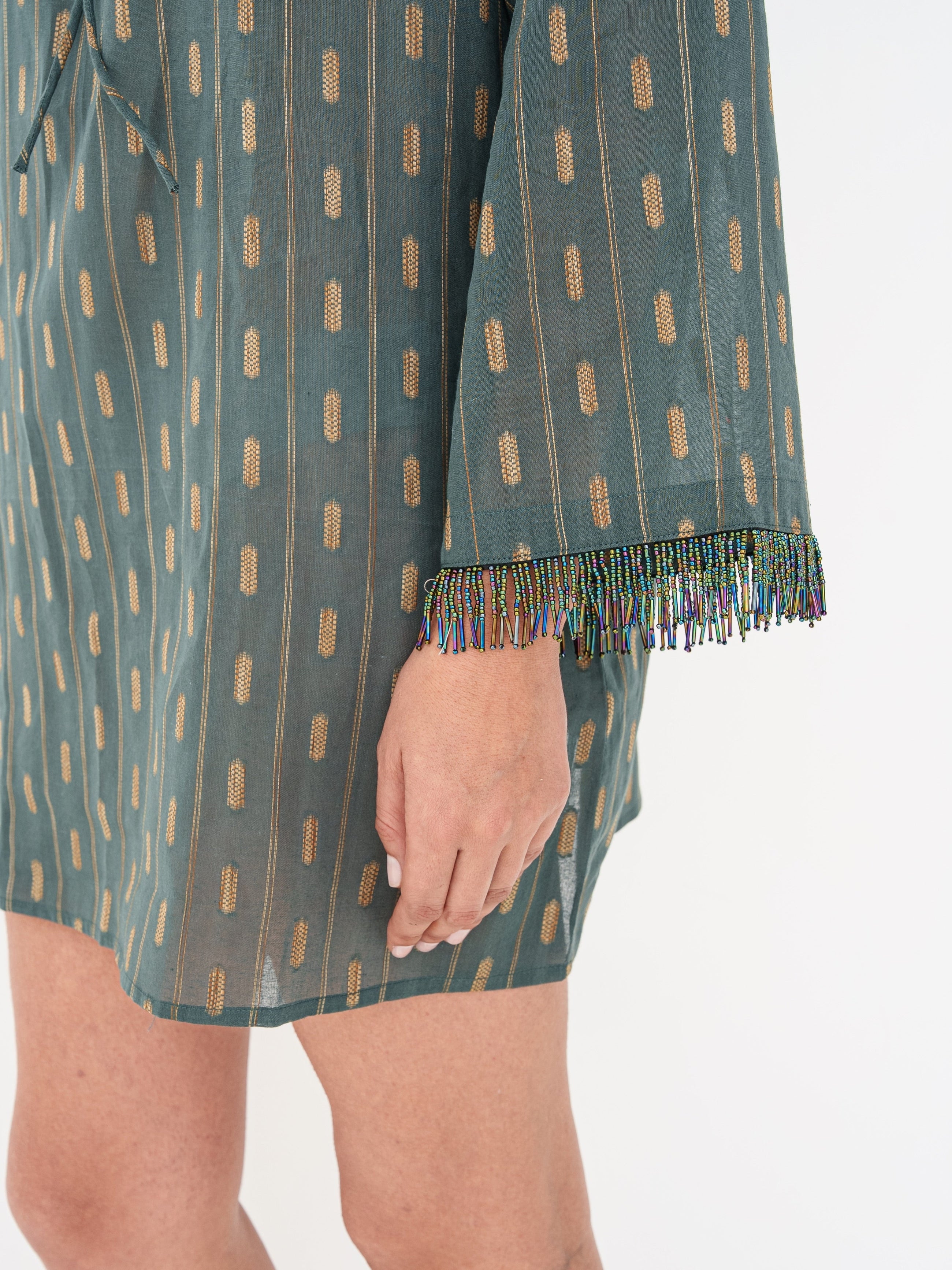 Printed Mini Kaftan in Grey