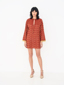 Printed Mini Kaftan in Red