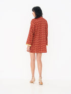 Printed Mini Kaftan in Red