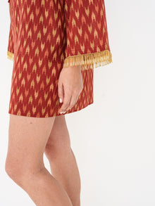 Printed Mini Kaftan in Red