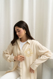 Bella Beige Linen Shirt Dress – Sun Embroidery