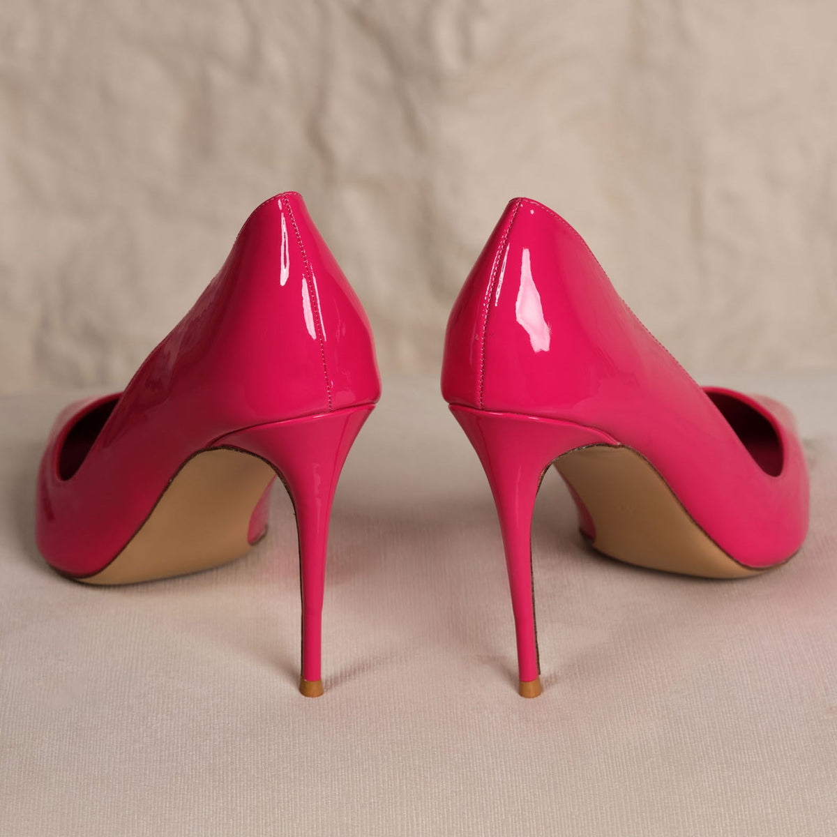 Back details of the Fuchsia Mirror Stiletto Pumps
