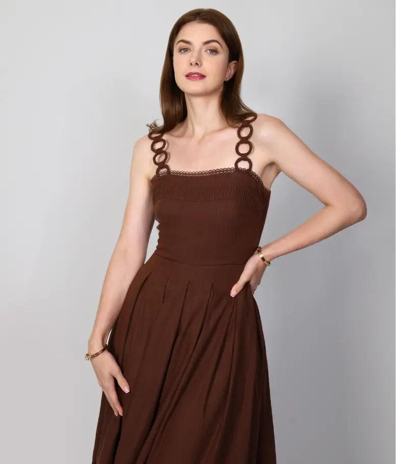 DAPHNE DRESS BROWN - mudafashions