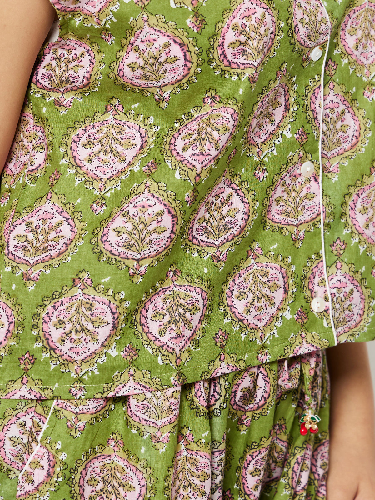 Up-close detail shot of the Drape Co-ord Set by Kyshmysh 