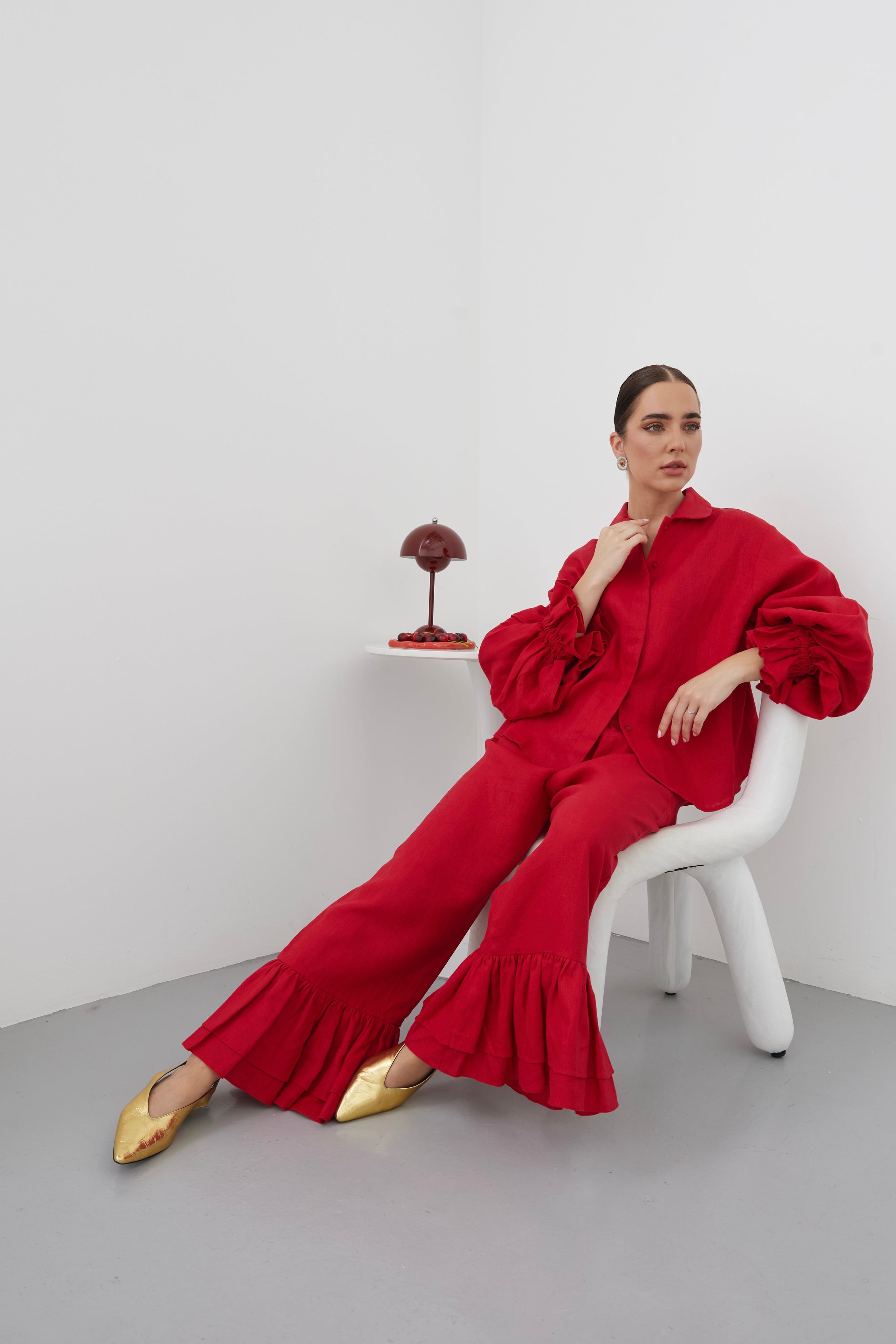 The Crimson Linen Set