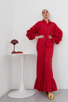 The Crimson Linen Set
