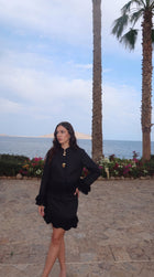 Whip Black Linen Skirt