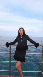 Whip Black Linen Skirt