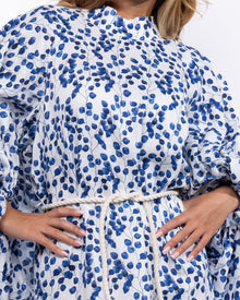 Balloon Sleeves Maxi Dress in Linen - Electric Blue