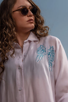 Karma Striped Cotton Shirt with Embroidery 