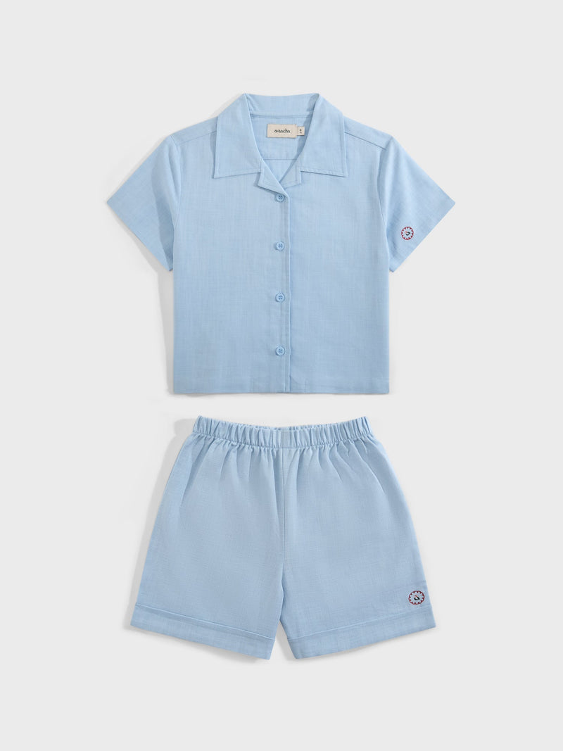 Powder Blue Linen Blend Co-ord Set