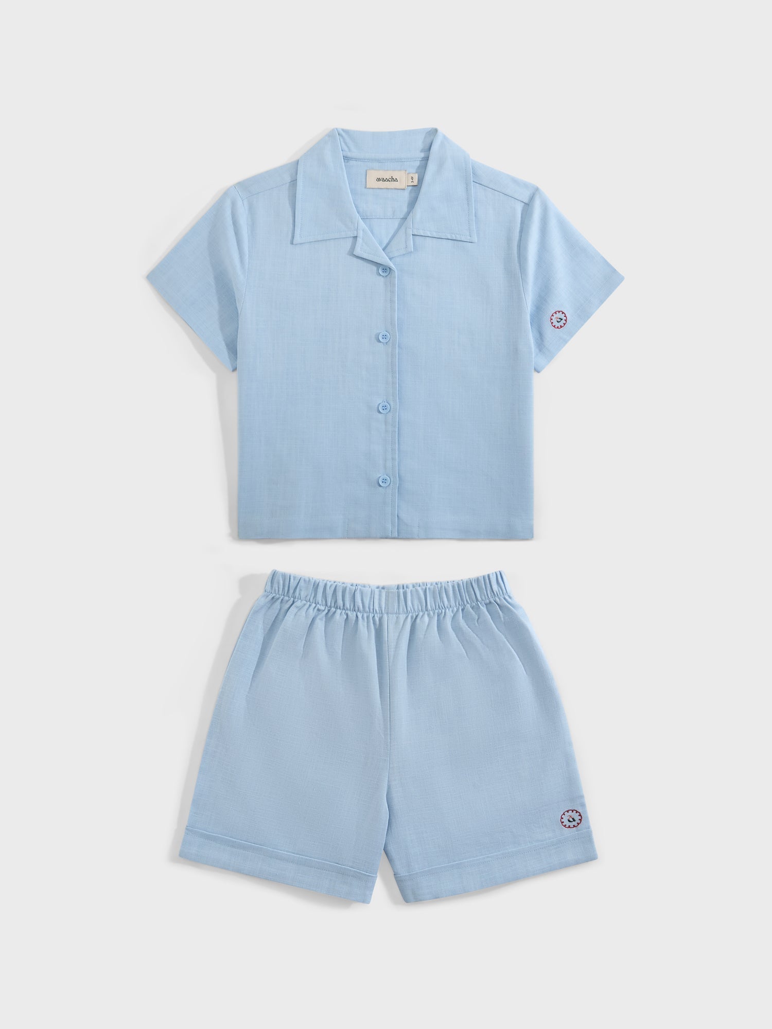 Powder Blue Linen Blend Co-Ord Set