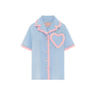 Front detail of the Dolce Azzurro Short Pyjama Set by Love Letters x