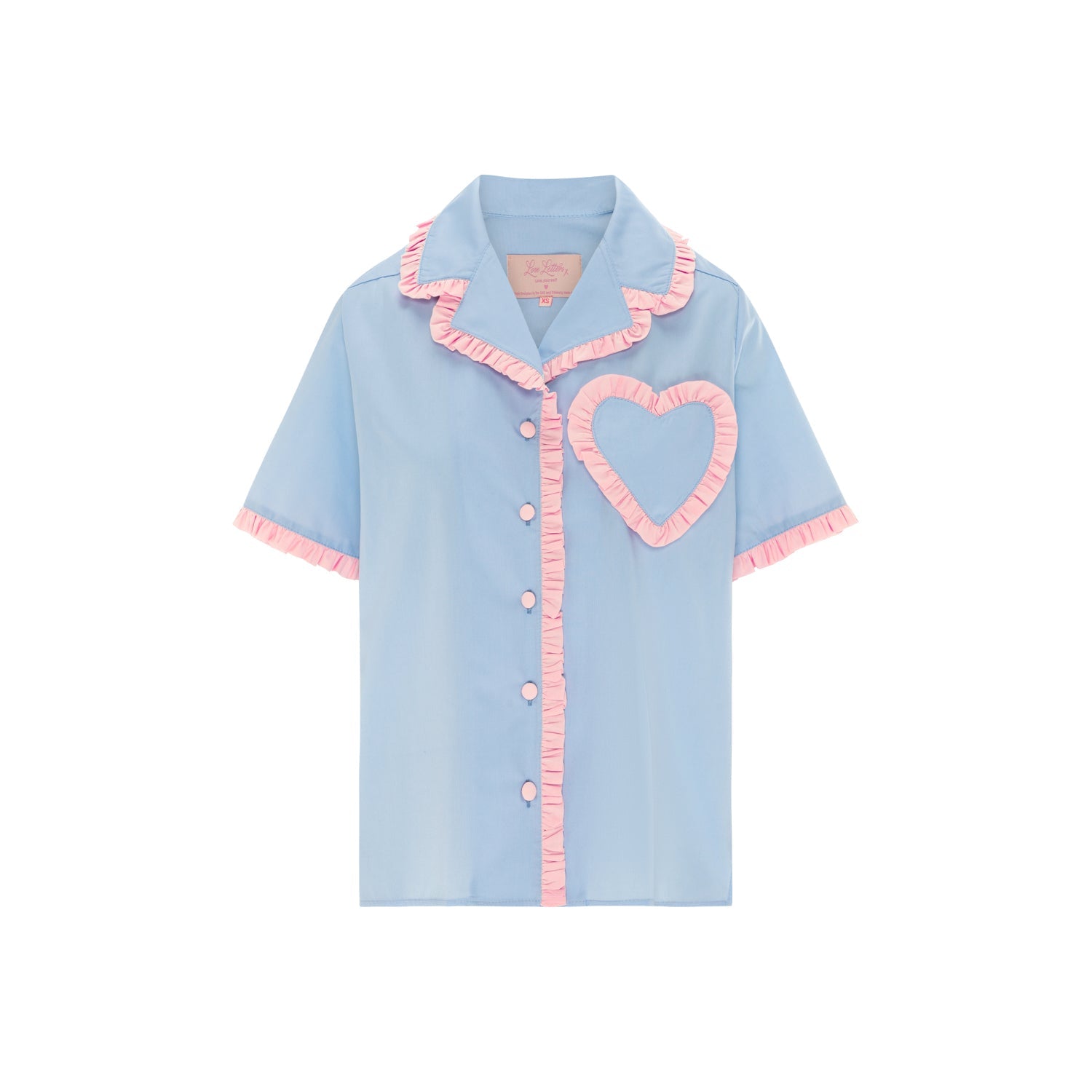 Front detail of the Dolce Azzurro Short Pyjama Set by Love Letters x