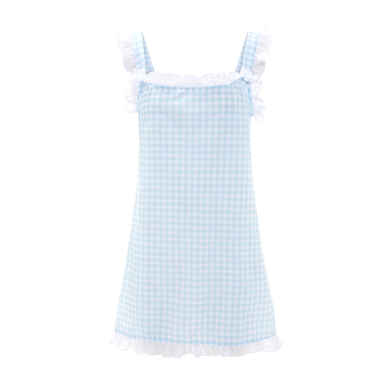 Dolce Gingham Azzurro Sleep Dress (Short)