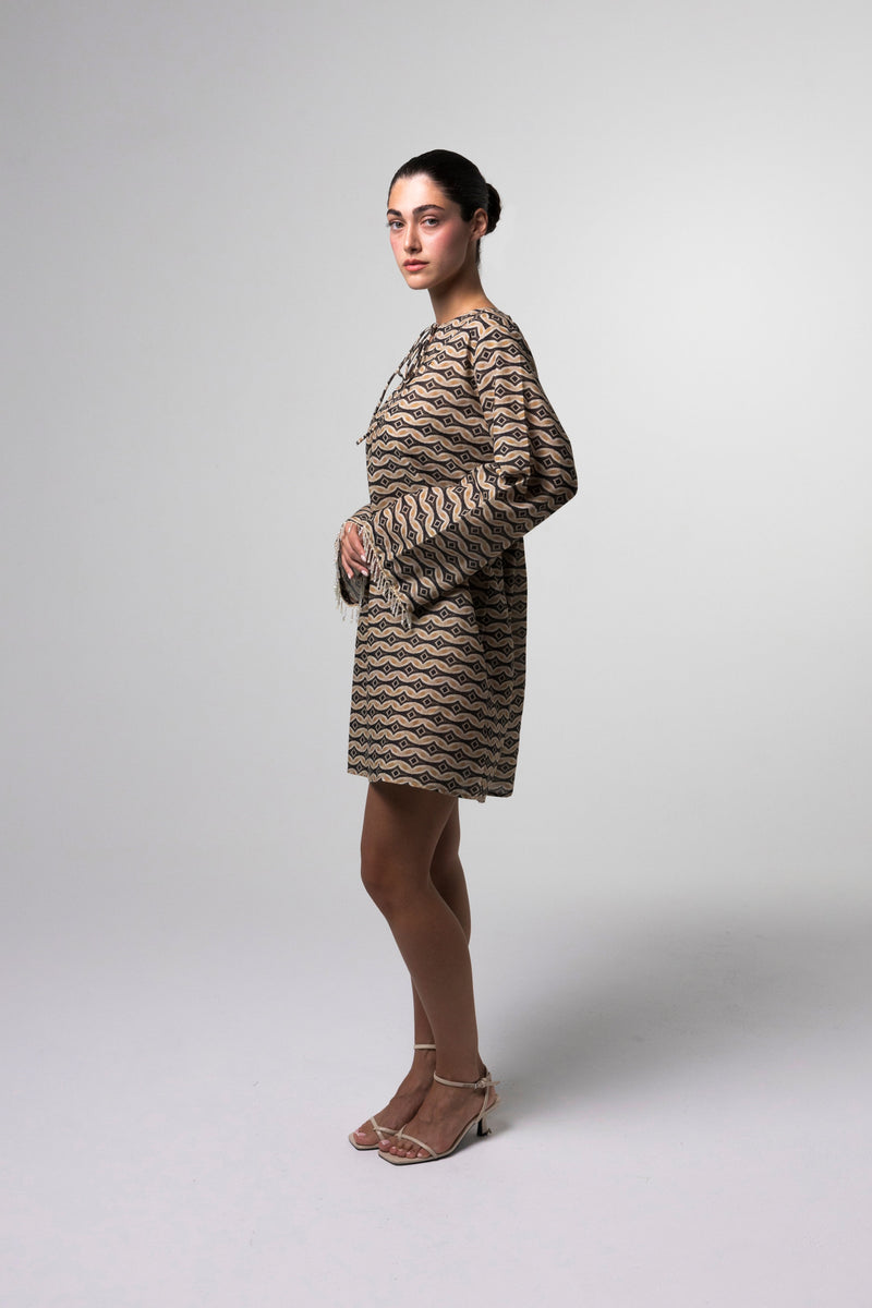 Printed Mini Kaftan in Multicoloured Print