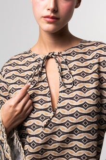 Printed Mini Kaftan in Multicoloured Print