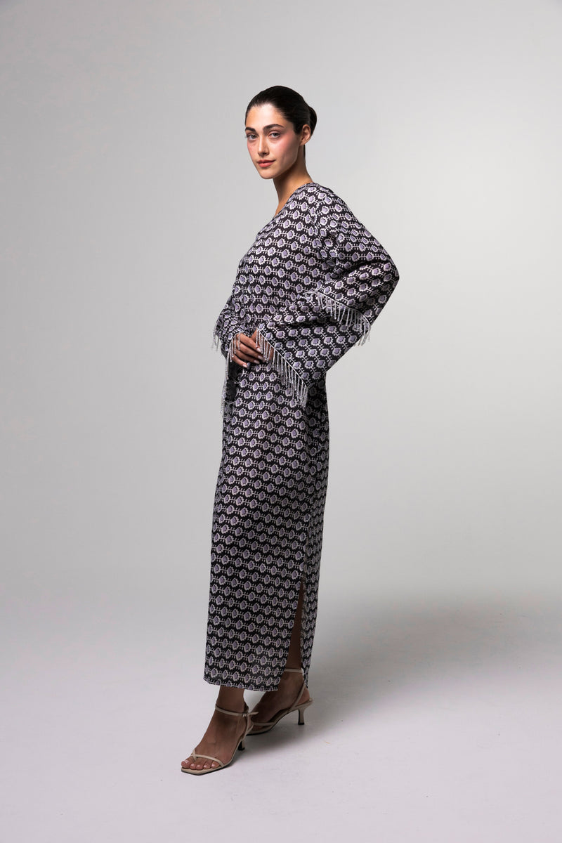 Printed Long Kaftan - Multicolor