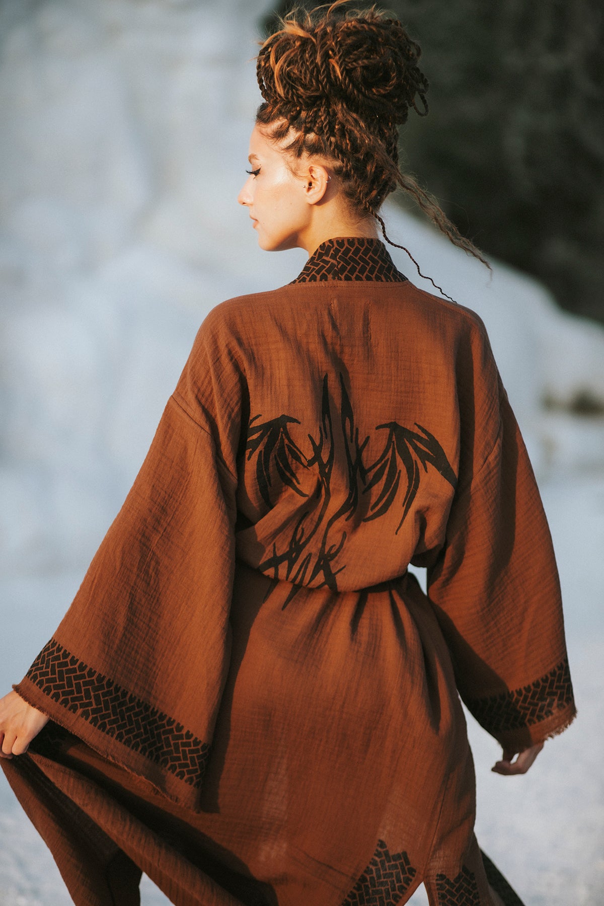 Close-up back details of Petra kimono