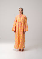 Model wearing the Long Printed Kaftan - Checkered by Maison Mar