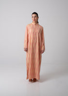 Long Printed Kaftan in Blush Peach and Yellow