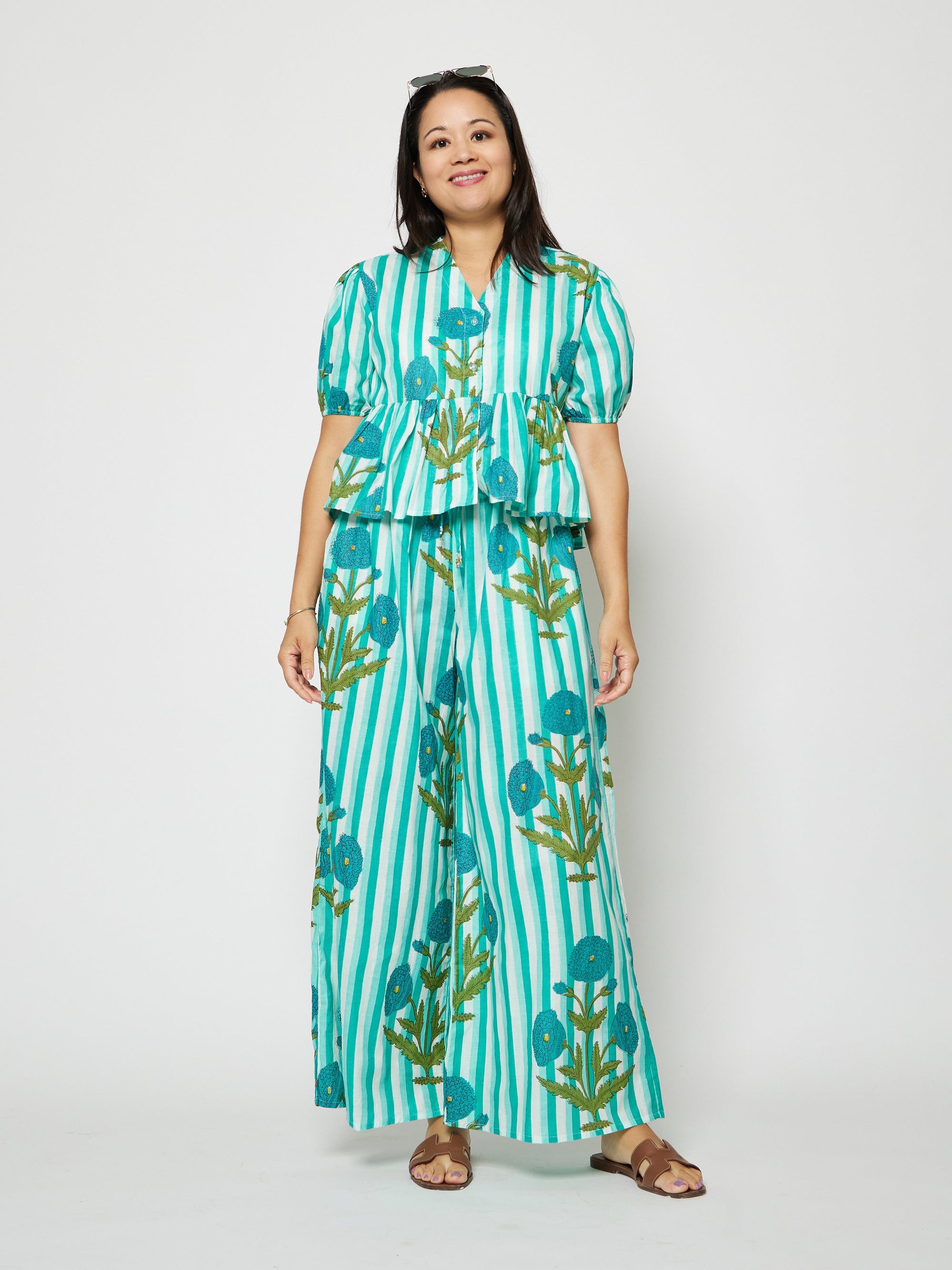Model wearing the Minted Pants Set by Kyshmysh