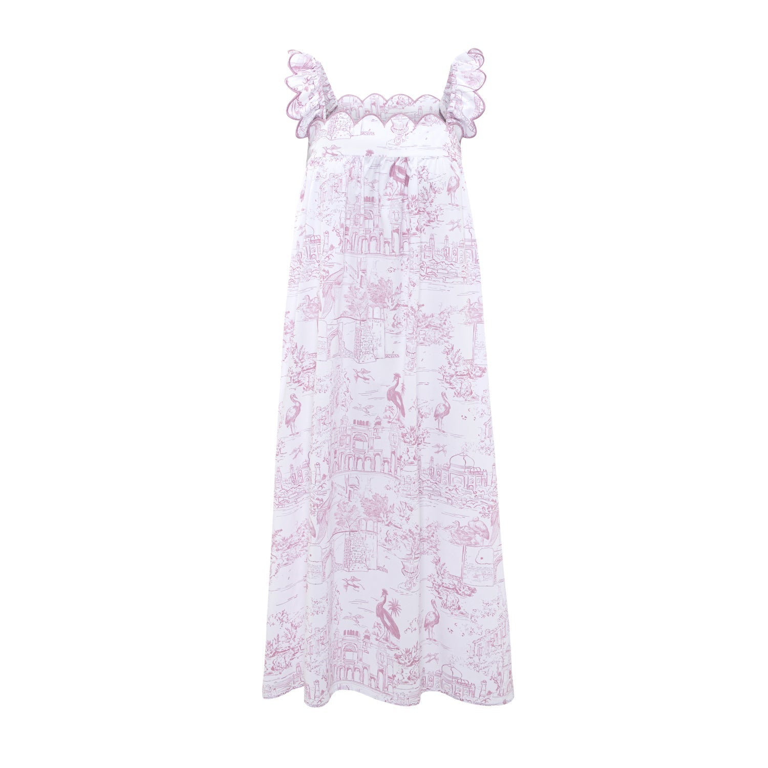 Pink Jaipur Toile nightdress with scalloped neckline by Love Letters x