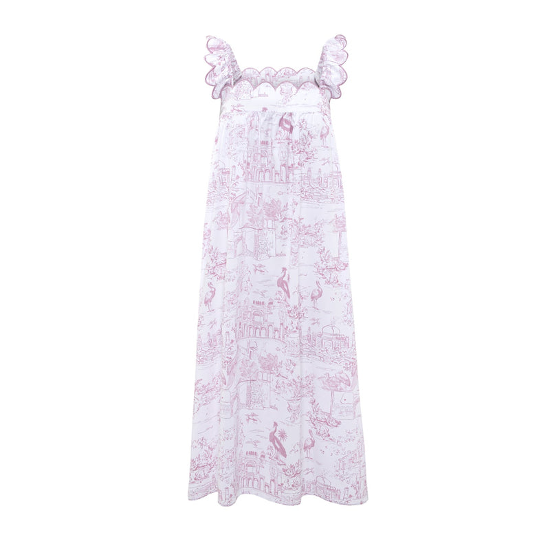 Pink Jaipur Toile nightdress with scalloped neckline by Love Letters x