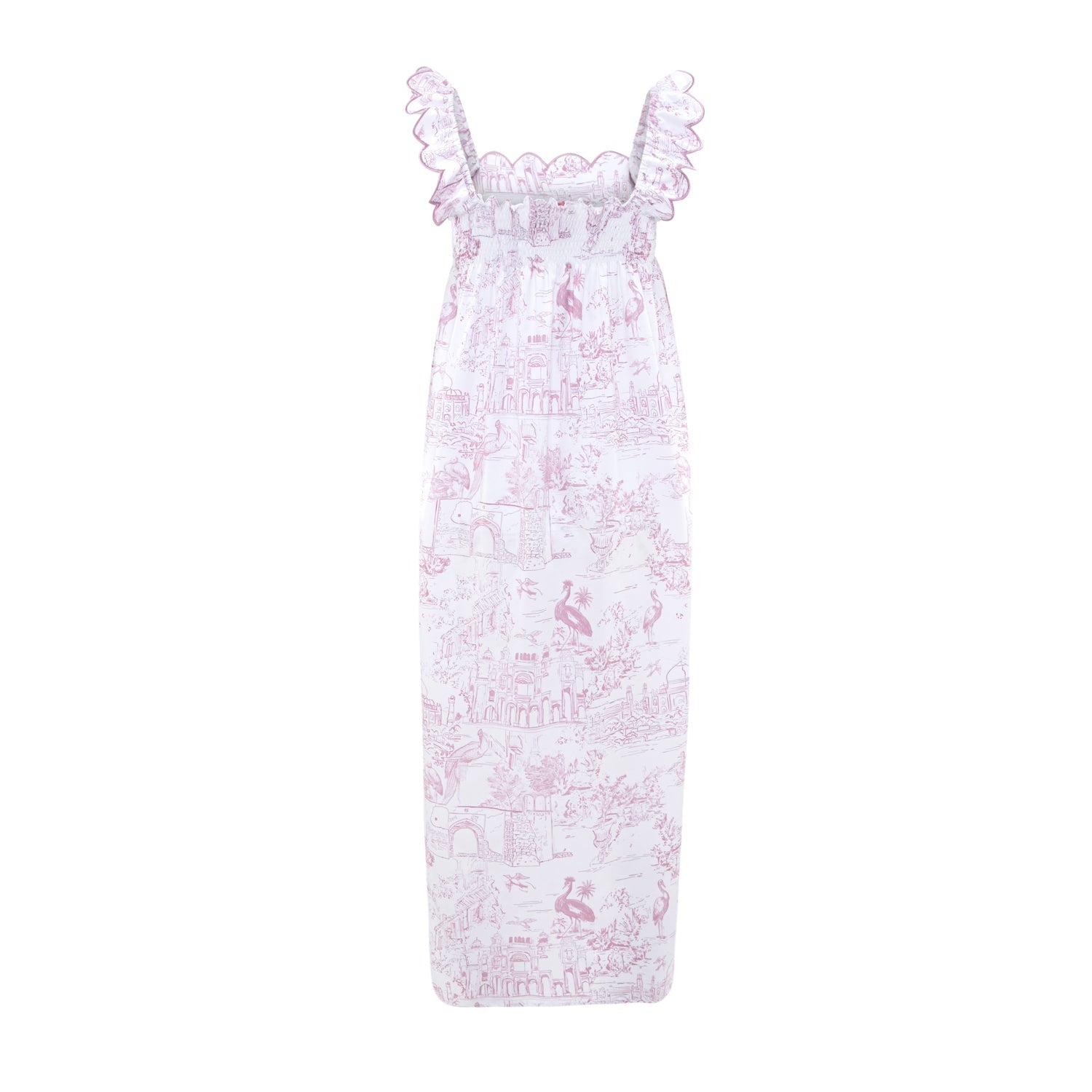 Pink Jaipur Toile nightdress with scalloped neckline by Love Letters x