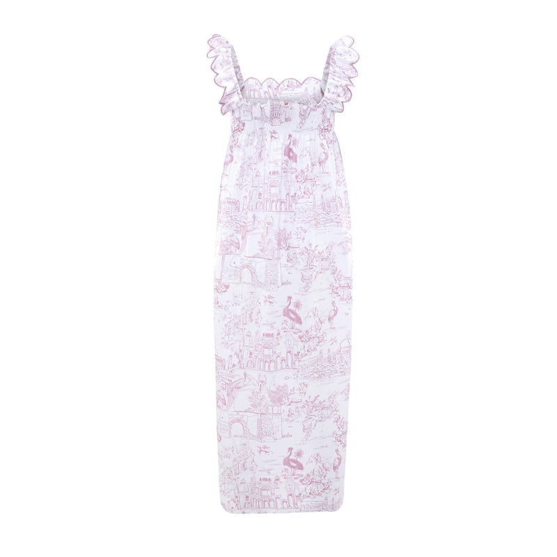 Pink Jaipur Toile nightdress with scalloped neckline by Love Letters x
