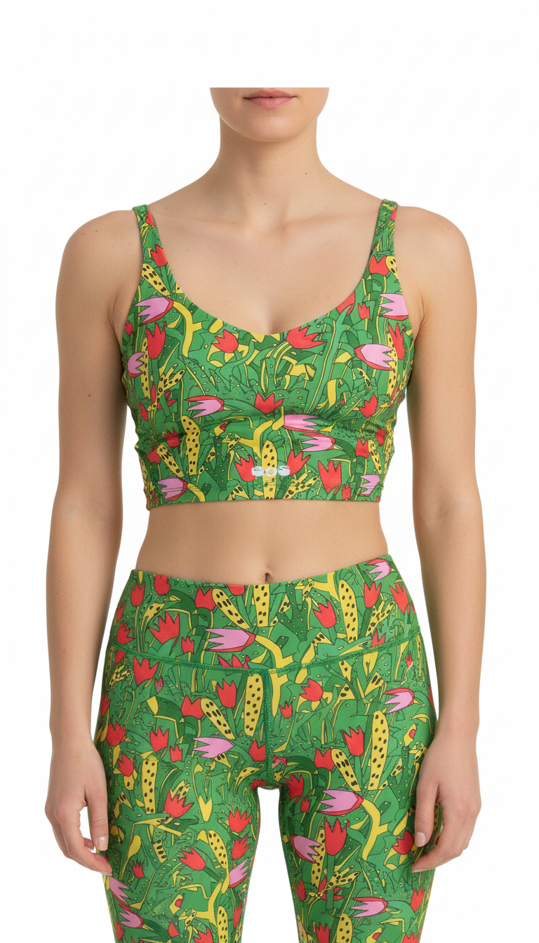 Flex Printed V-Neck Bra