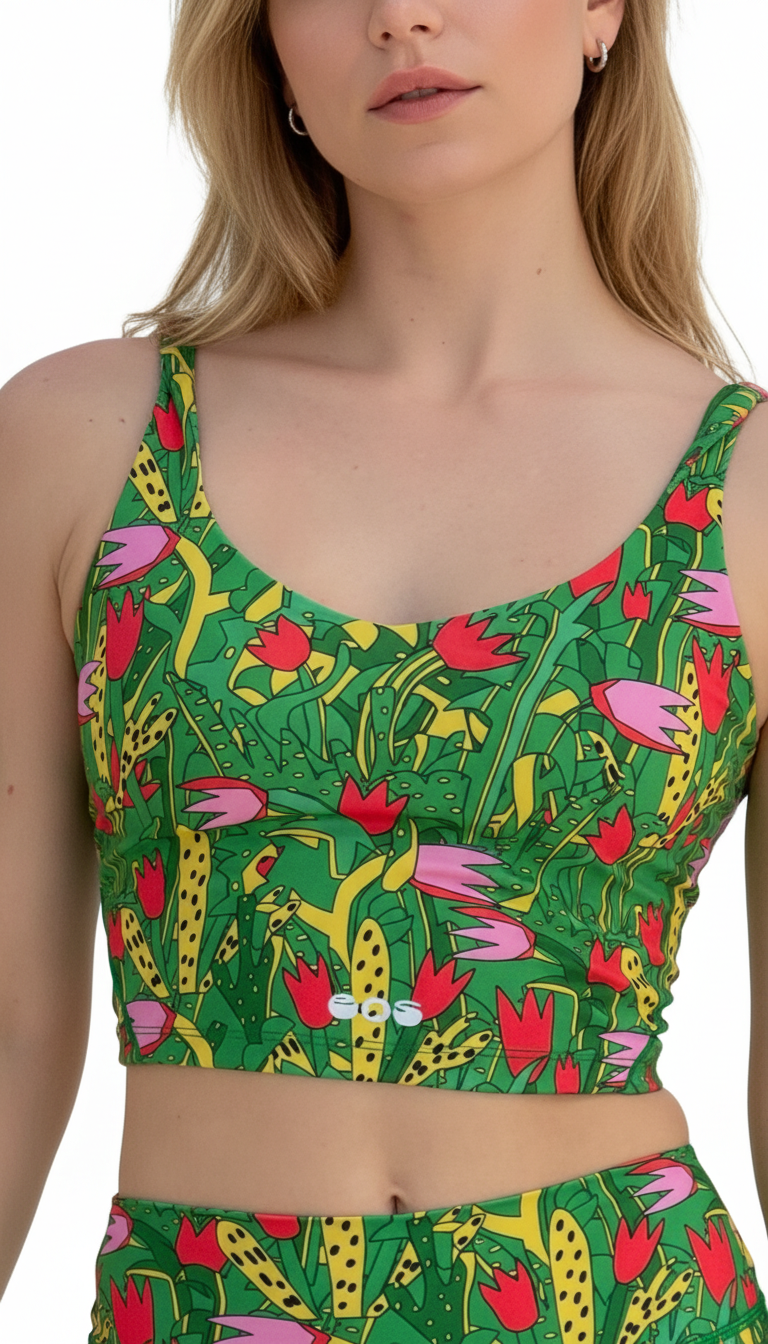 Flex Printed V-Neck Bra