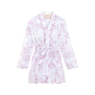 Scalloped embroidered trim on Pink Toile organic cotton robe