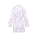 Back view of Pink Toile short robe in 100% organic cotton