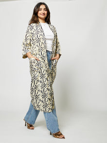 Model wearing the Reya Kimono-Bathrobe by Kyshmysh 
