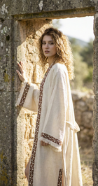 Side profile of woman wearing the Solin Kimono by Zerla Studio 