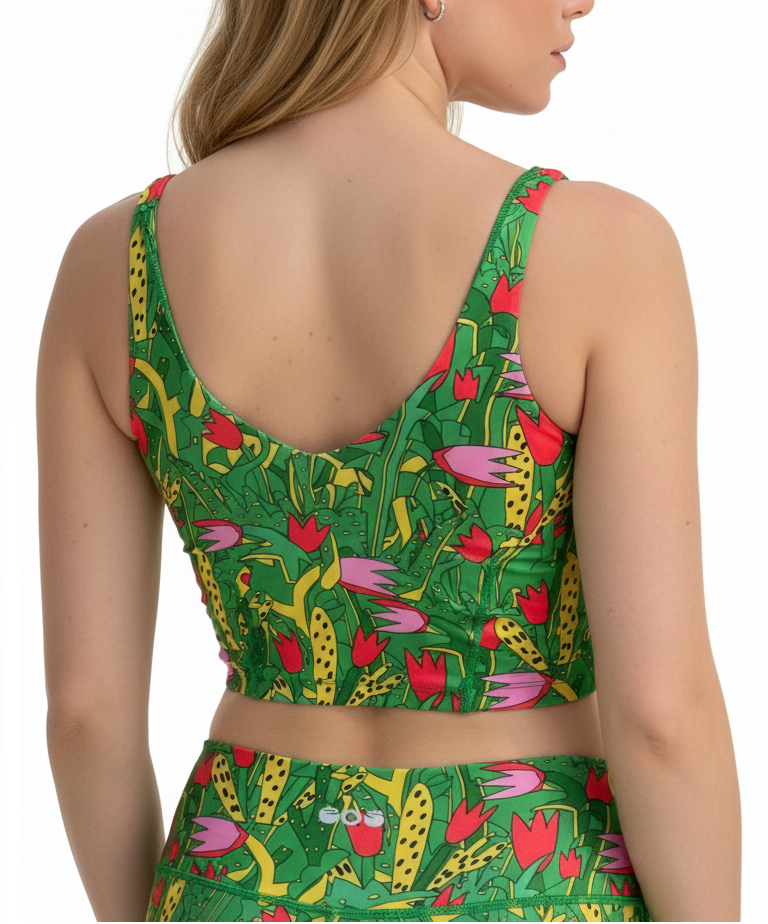 Flex Printed V-Neck Bra