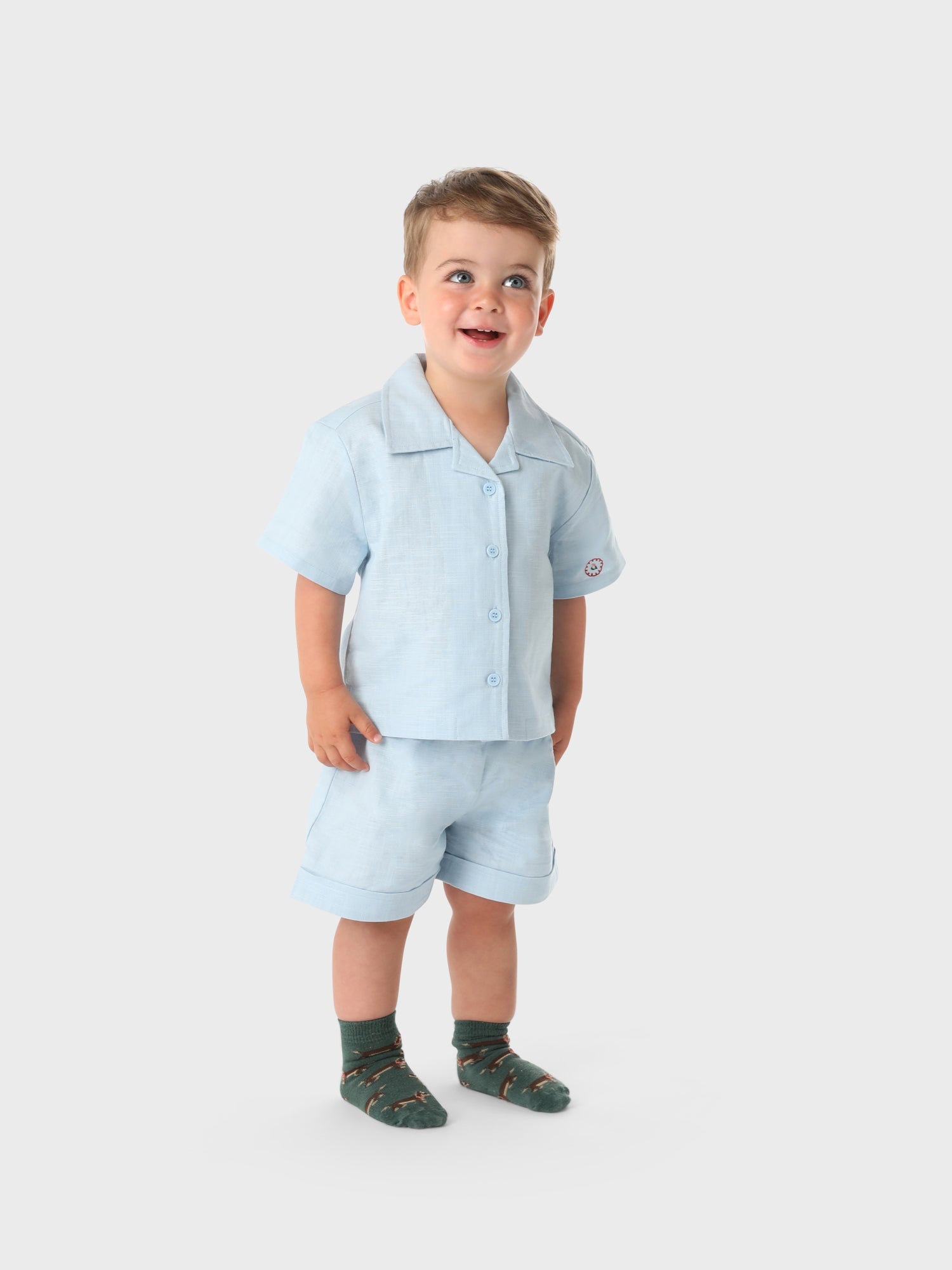Powder Blue Linen Blend Co-Ord Set