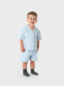 Powder Blue Linen Blend Co-Ord Set