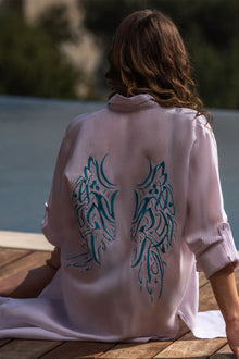 Karma Striped Cotton Shirt with Embroidery 