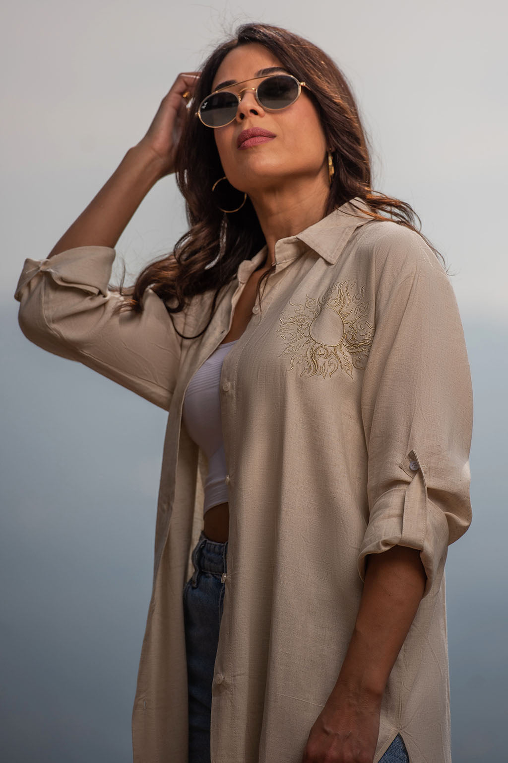Bella Beige Linen  Shirt Dress | Clothing | Ashia