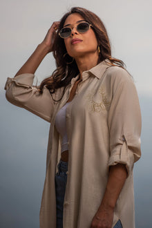 Bella Beige Linen  Shirt Dress | Clothing | Ashia