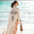 Model wearing the Delphi Kimono by Zerla Studio