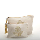 Viva Eco-friendly Canvas Pouch / Embroidered with the Hamsa hand design & waterproof on the inside