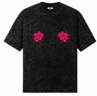 EOS Acid Washed Oversized Tee with Flower Motif - 
