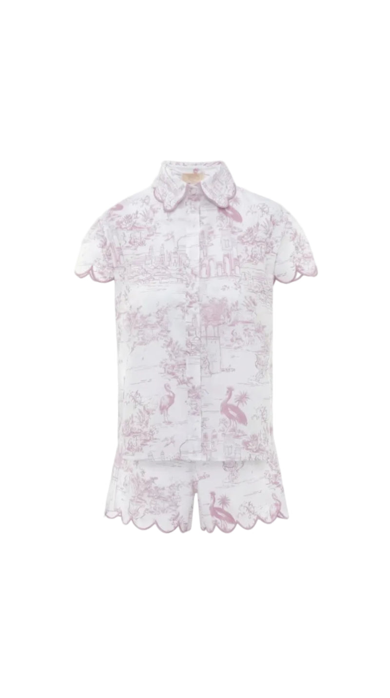 Pink Toile Cap Sleeve Short Pyjama