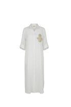 Bella White Linen Shirt Dress – Hamsa Embroidery