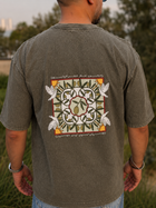 Close-up back detail of the Olive Oversized T-shirt by Nabat and Hagat