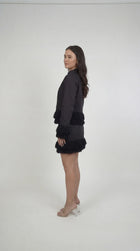 Whip Black Linen Skirt