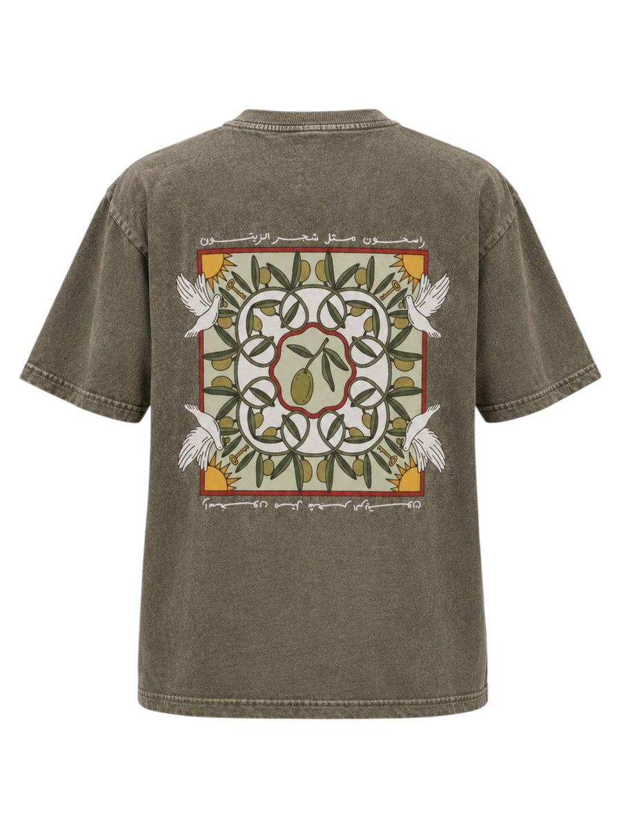Back of the Nabat & Hagat Olive Oversized Tee